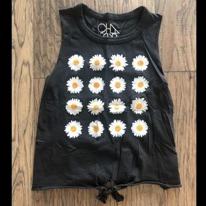 Cute flower tied front tank top